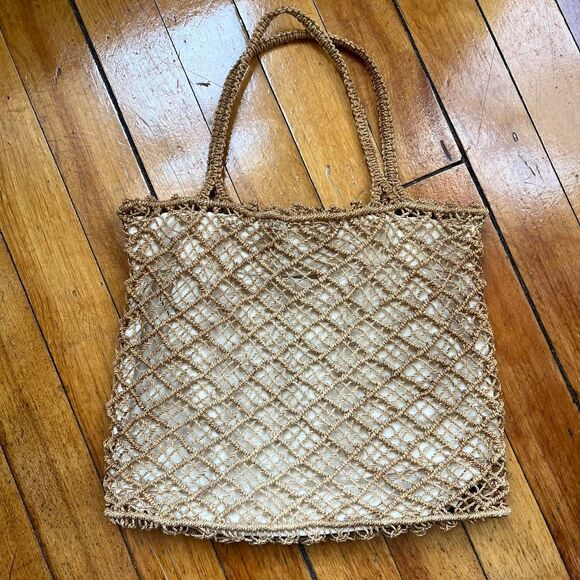 Straw Bag Crochet Women's Tan Vintage - Picture 1 of 8